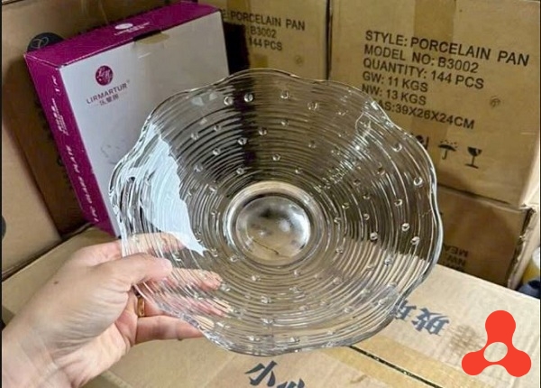 ĐĨA THUỶ TINH ĐỰNG BÁNH KẸO 24CM LIRMARTUR (T16)