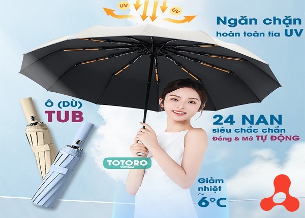 DÙ CHE MƯA 24 NAN TỰ ĐỘNG GẤP GỌN