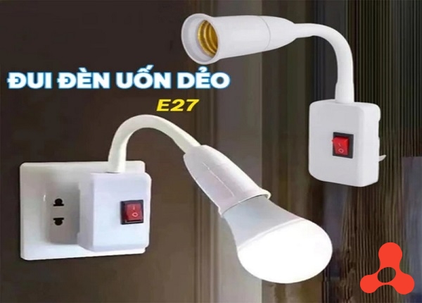 ĐUI ĐÈN E27 UỐN CONG CÓ CÔNG TẮC