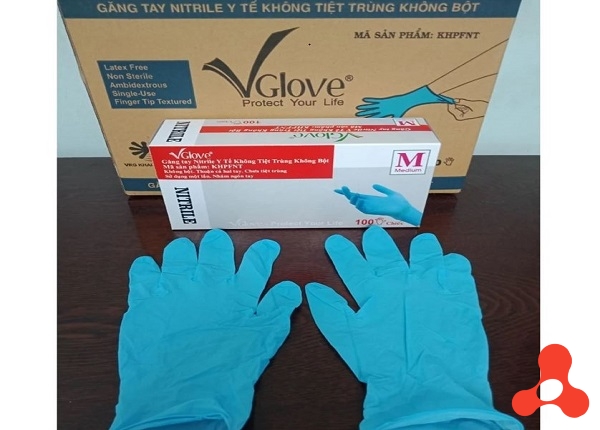 HỘP 100 GĂNG TAY Y TẾ KHÔNG BỘT VGLOVE MÀU XANH