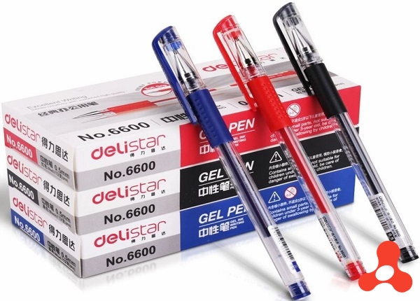 HỘP 12 BÚT GEL DELI NGÒI 0.5MM E6600S