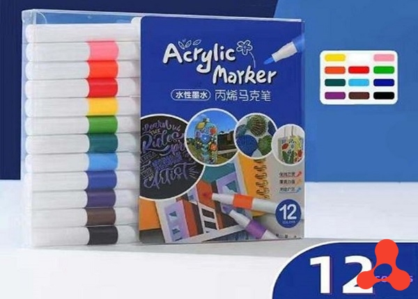 HỘP 12 BÚT MÀU ACRYLIC MARKER CAO CẤP
