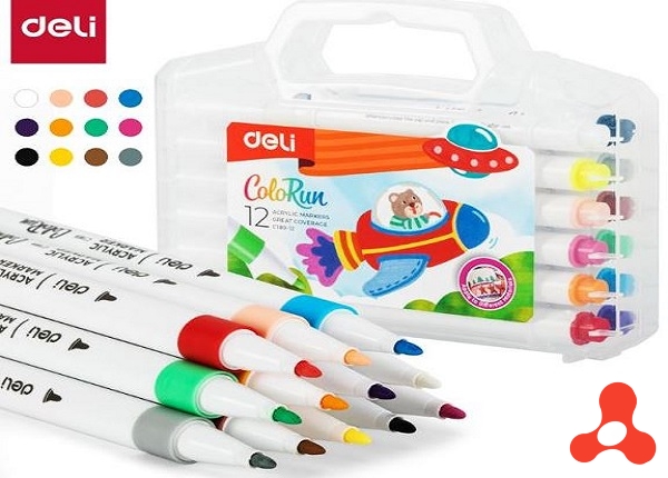 HỘP 12 BÚT MÀU ACRYLIC MARKER DELI C189- 12