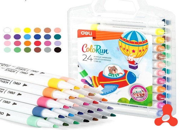 HỘP 24 BÚT MÀU ACRYLIC MARKER DELI C189- 24