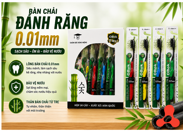 HỘP 30 BÀN CHẢI THAN TRE HÀN QUỐC