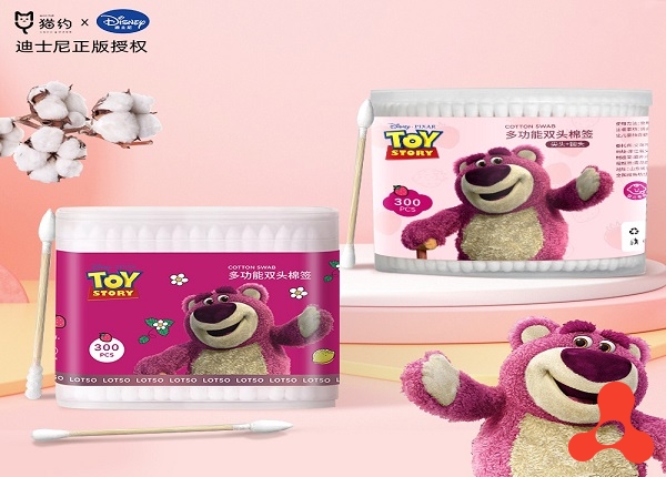 HỘP 300 CÂY TĂM BÔNG HÌNH GẤU DÂU LOTSO
