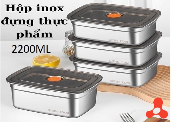 HỘP ĐỰNG THỰC PHẨM INOX 304 2200ML