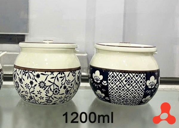 HỦ ĐỰNG MỠ BẦU HÌNH HOA 1200ML (T24)