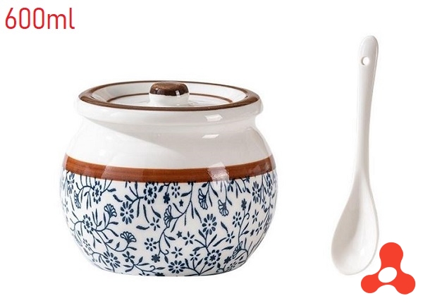 HỦ ĐỰNG MỠ BẦU HÌNH HOA 600ML (T40)