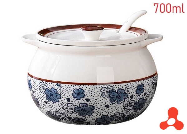 HỦ ĐỰNG MỠ BẦU HÌNH HOA CÓ TAI 700ML (T32)