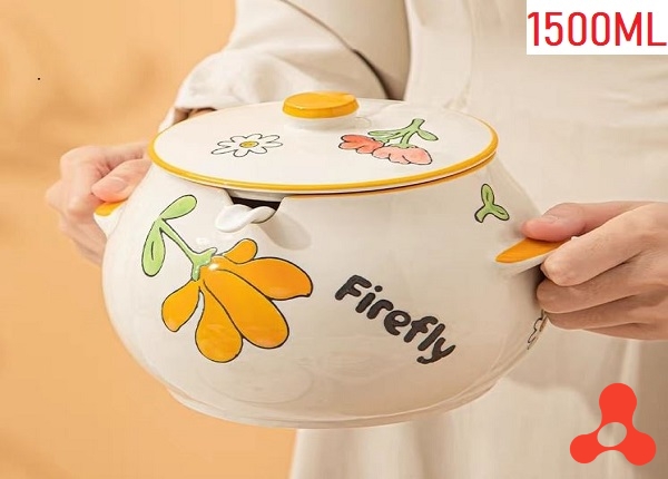 HỦ ĐỰNG MỠ HÌNH HOA KÈM THÌA 1500ML