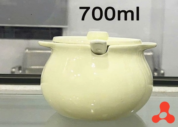 HỦ SỨ ĐỰNG MỠ CÓ TAI CẦM KÈM MUỖNG 700ML