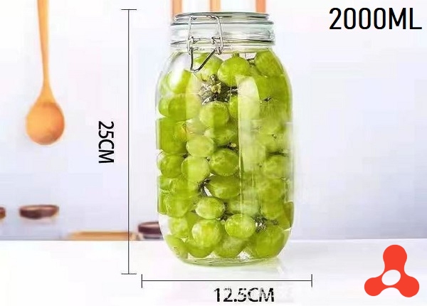 HŨ THỦY TINH NẮP CÀI INOX 2000ML