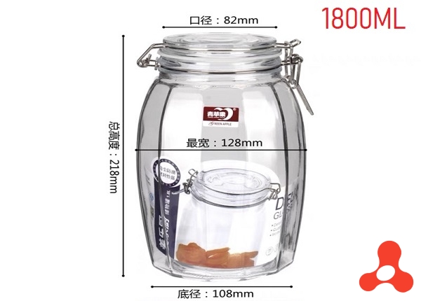 HỦ THUỶ TINH NẮP GÀI DELI 1800ML