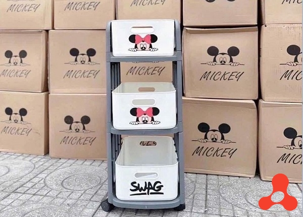 KỆ ĐỰNG ĐỒ 3 TẦNG CÓ BÁNH XE MICKY ĐA NĂNG