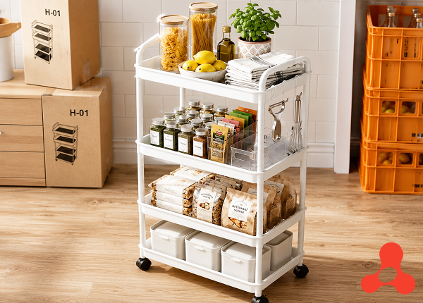 KỆ ĐỰNG ĐỒ 4 TẦNG ĐA NĂNG CÓ BÁNH XE