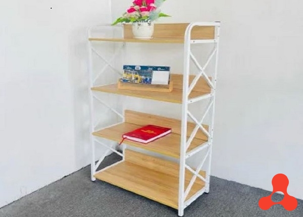 KỆ ĐỰNG ĐỒ KHUNG SẮT MẶT GỖ 4 TẦNG (125x60x30cm)