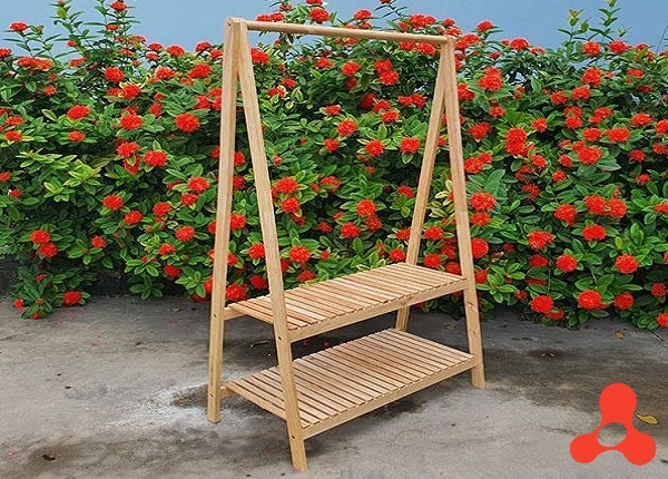 KỆ GỖ TREO QUẦN ÁO 2 TẦNG CHỮ A (140x60x30cm)
