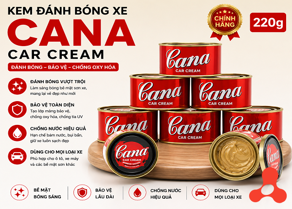 KEM ĐÁNH BÓNG XE CANA CAR CREAM 220GR (CHÍNH HÃNG)-T12