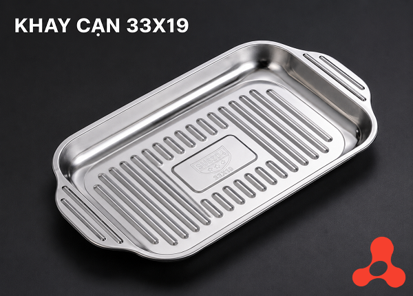 KHAY INOX 33x19x5CM CÓ TAY CẦM