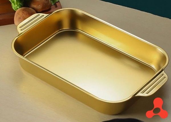 KHAY INOX VÀNG 32CM ĐA NĂNG CÓ TAY CẦM