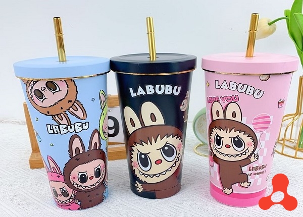 LY GIỮ NHIỆT 750ML LABUBU KÈM ỐNG HÚT