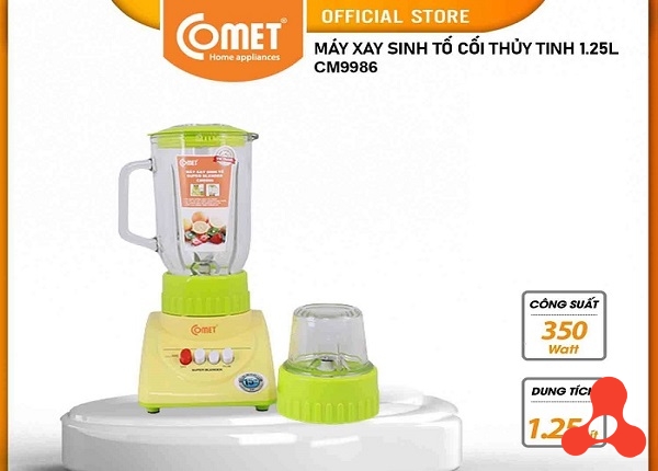 MÁY XAY SINH TỐ 2 CỐI THUỶ TINH COMET CM9986