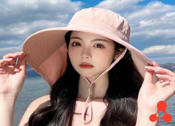 MŨ XÔ VÀNH RỘNG MÀU TRƠN CÓ KHĂN CHOÀNG CHỐNG NẮNG