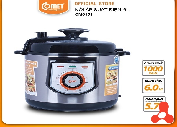 NỒI ÁP SUẤT ĐIỆN INOX NẮP RỜI COMET CM6151 (T2)