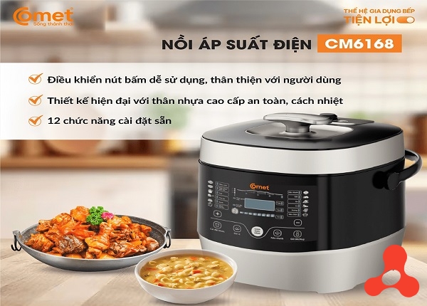 NỒI ÁP SUẤT ĐIỆN NẮP RỜI COMET CM6168 (T2)