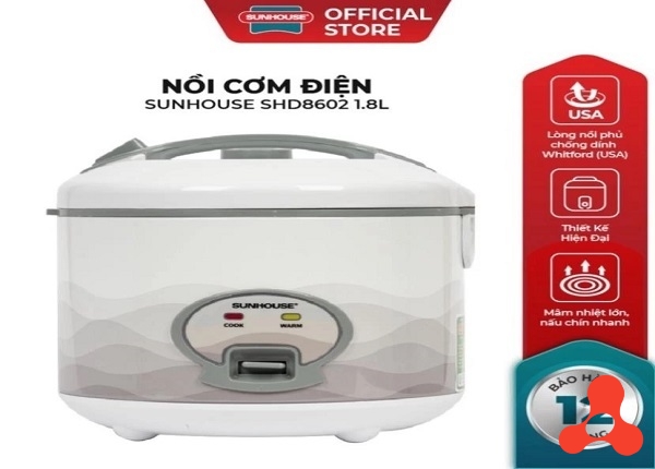 NỒI CƠM ĐIỆN 1.8L SUNHOUSE SHD8602