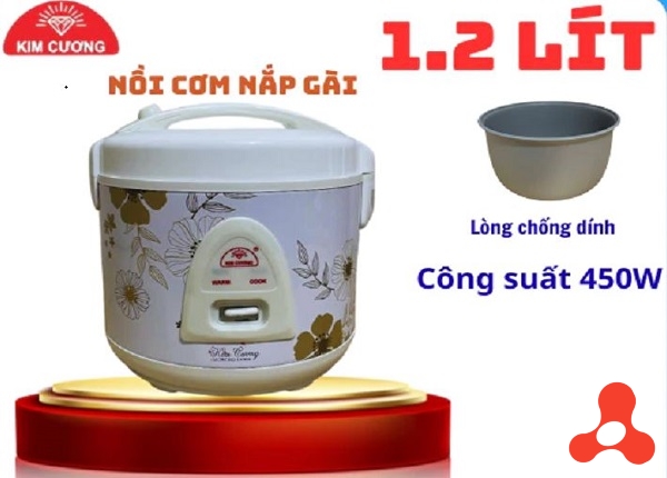 NỒI CƠM ĐIỆN 1,2L KIM CƯƠNG CHỐNG DÍNH NẮP GÀI (T6)