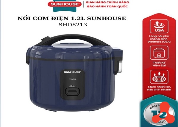 NỒI CƠM ĐIỆN 1,2L SUNHOUSE SHD8213 (T6)