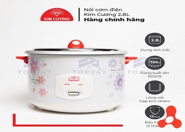NỒI CƠM ĐIỆN 2,8L KIM CƯƠNG NẮP RỜI