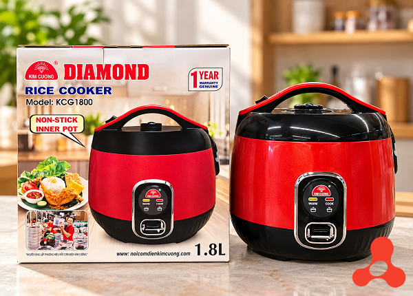 NỒI CƠM ĐIỆN KIM CƯƠNG NẮP GÀI CHỐNG DÍNH KCG1800 (T6)