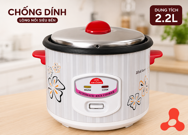 NỒI CƠM ĐIỆN KIM CƯƠNG NẮP RỜI CHỐNG DÍNH 2,2L (T6)