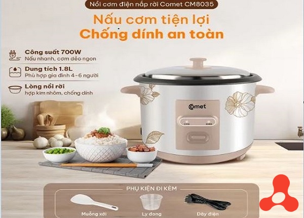 NỒI CƠM ĐIỆN NẮP RỜI 1,8L COMET CM8035