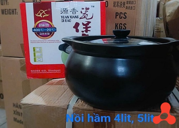 NỒI ĐẤT HẦM 5 LÍT NẮP THỦY TINH CAO CẤP