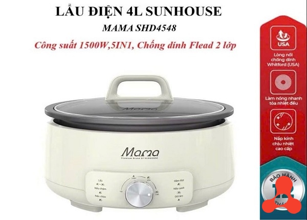 NỒI LẨU ĐIỆN 4L SUNHOUSE MAMA SHD4548