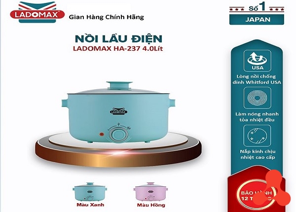 NỒI LẨU ĐIỆN ĐA NĂNG 4L LADOMAX HA- 237