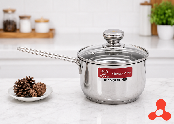 NỒI QUÁCH INOX 3 ĐÁY NẮP KÍNH 14cm SKY STAR