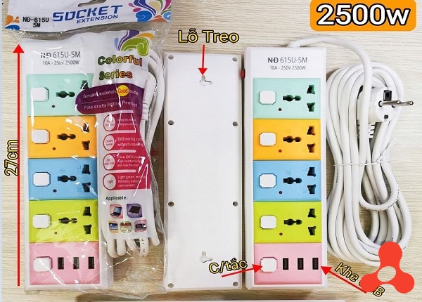 Ổ CẮM ĐIỆN SOCKET DÂY DÀI 5M NĐ 615U