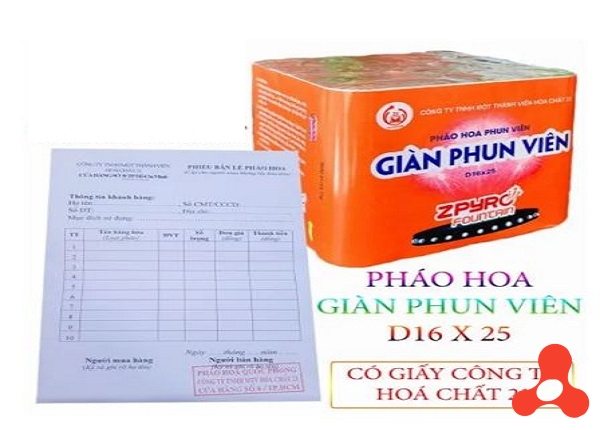 PHÁO HOA GIÀN PHUN VIÊN D16 X 25 CÓ GIẤY CÔNG TY HOÁ CHẤT 21