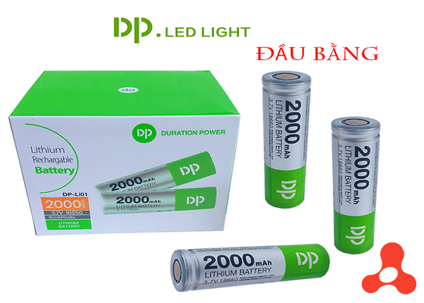 PIN SẠC 3.7V 18650 DP 2000MAH ĐẦU BẰNG