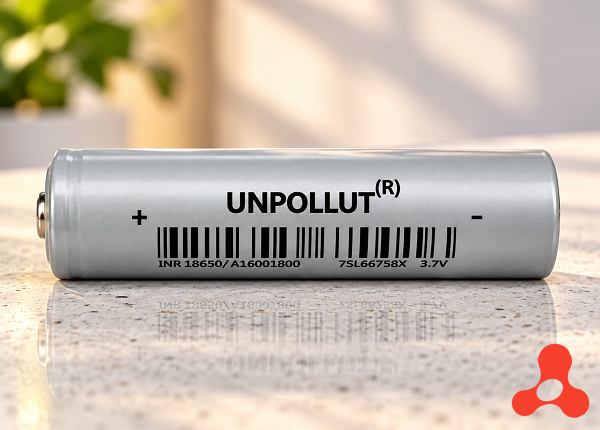 PIN SẠC UNPOLLUT 18650 3.7V ĐẦU NHỌN MÀU XÁM (43g-T100)