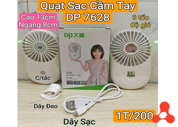 QUẠT SẠC TÍCH ĐIỆN CẦM TAY DP 7628