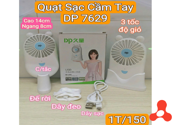 QUẠT SẠC TÍCH ĐIỆN CẦM TAY DP 7629