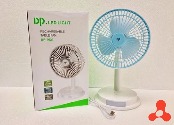 QUẠT SẠC TÍCH ĐIỆN TÍCH HỢP ĐÈN LED DP-7627