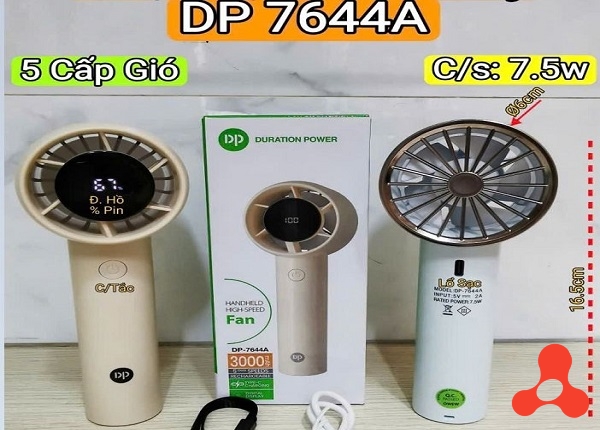 QUẠT TÍCH ĐIỆN MINI LED 5 TỐC ĐỘ GIÓ DP 7644A