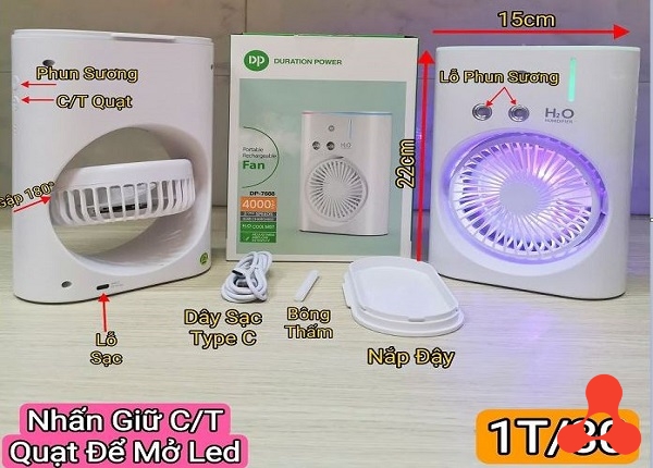 QUẠT TÍCH ĐIỆN PHUN SƯƠNG 3 CẤP ĐỘ DP-7688